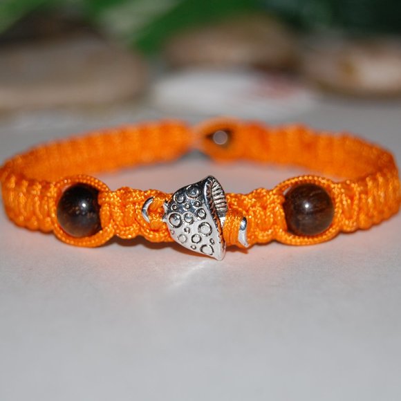 Mushroom Bracelet,Mushroom Charm Bracelet,Beach Bracelet,Bohemia,Orange bracelet - Picture 1 of 3